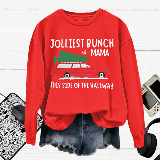 Jolliest Bunch Of MaMa Christmas Cotton Pullover Sweatshirt
