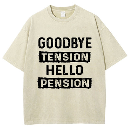 Funny Retirement Goodbye Tension Hello Pension Vintage Distressed T-shirt