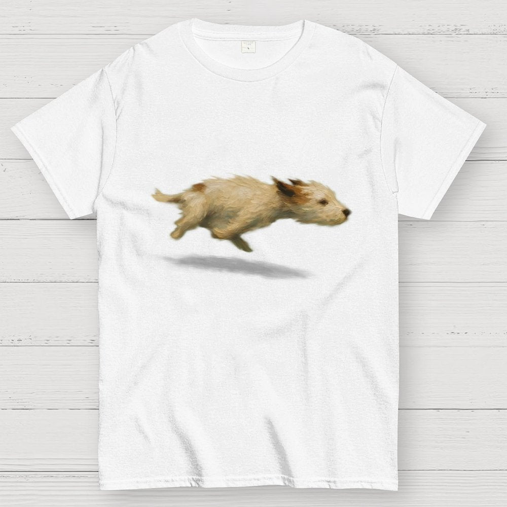 Funny Cute Running Dog Art Print Geek T-Shirt