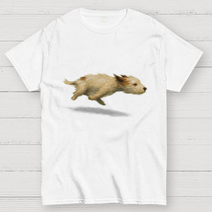 Funny Cute Running Dog Art Print Geek T-Shirt