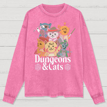 Dungeons and Cats Washed Long Sleeve Tee