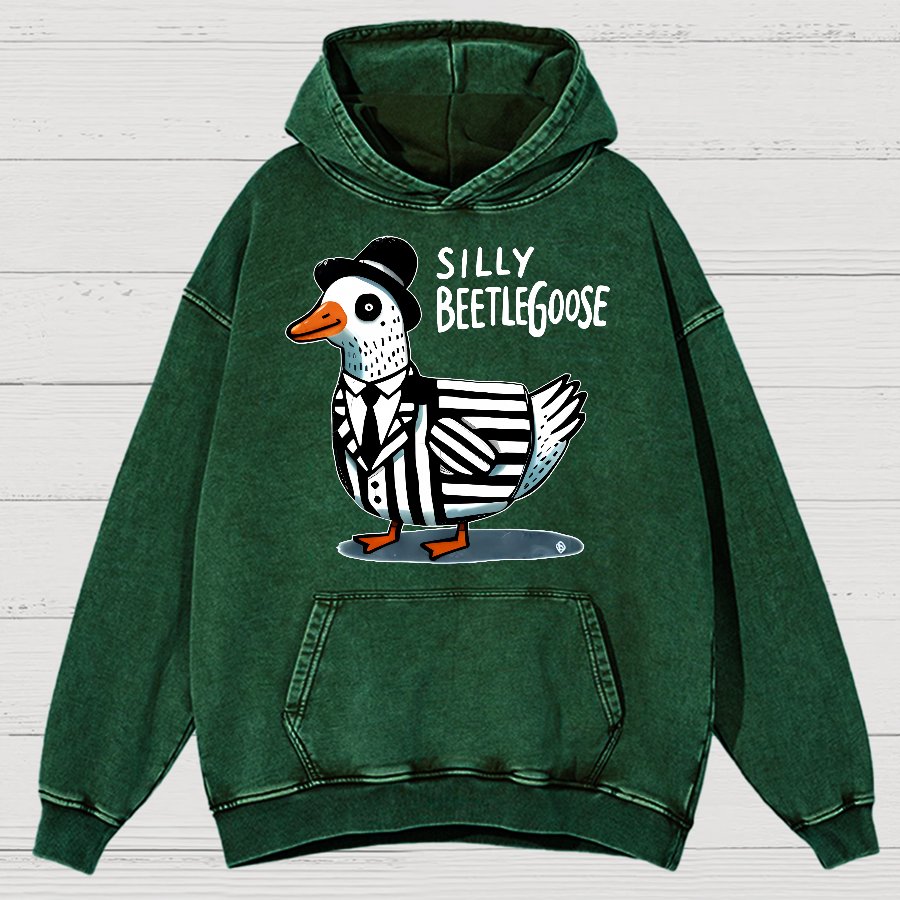 Beetle Goose Cotton Pullover Vintage Distressed Hoodie