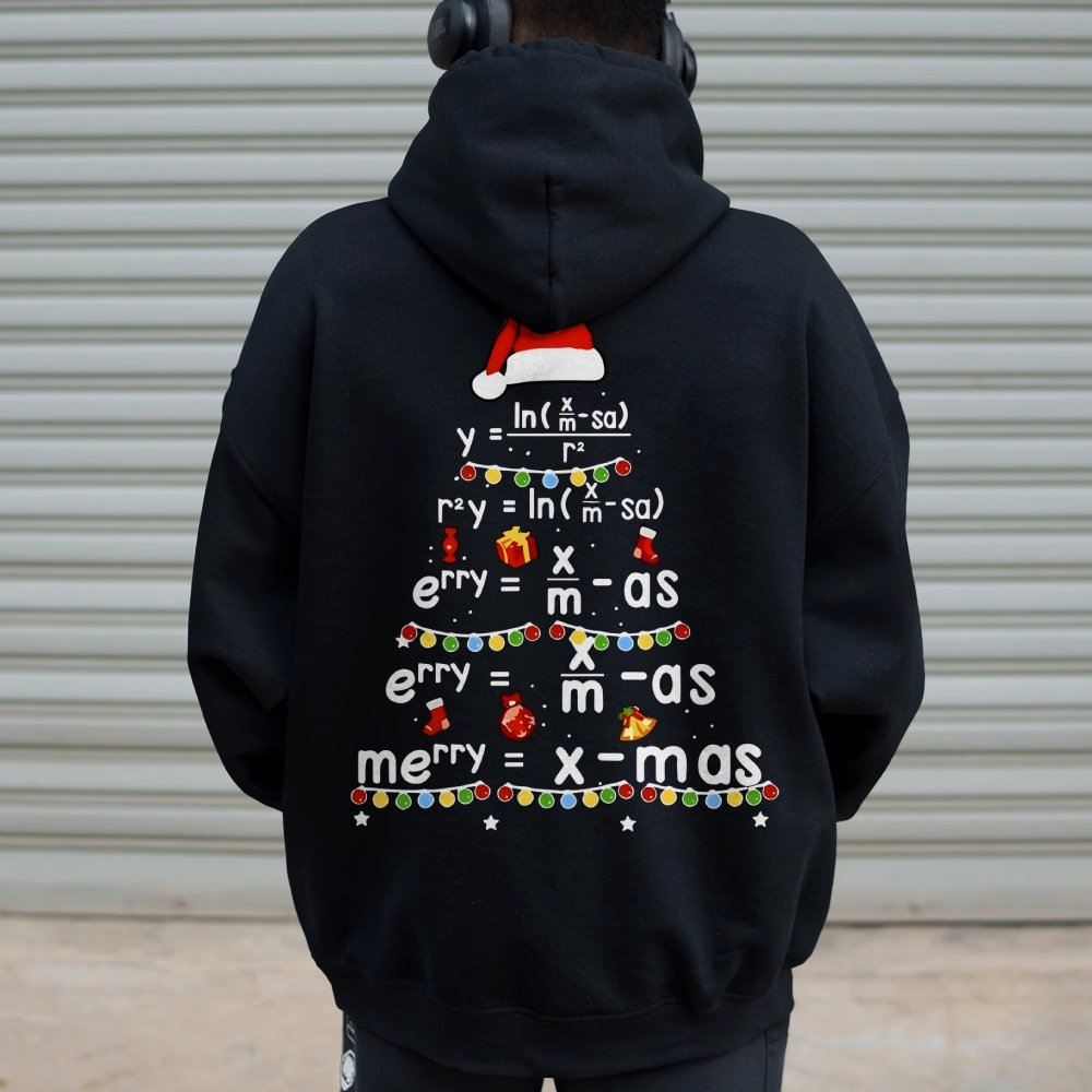 Christmas Math Printed Back Unisex Cotton Hoodie