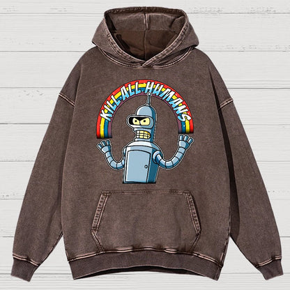 Shiny Metal Robot Vintage Distressed Hoodie