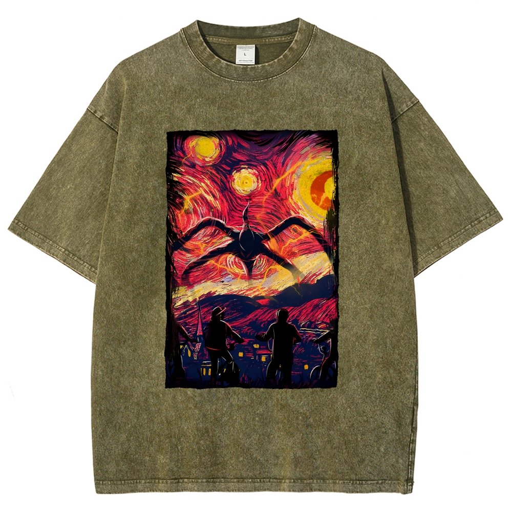 Monster In Starry Night Vintage Distressed T-shirt
