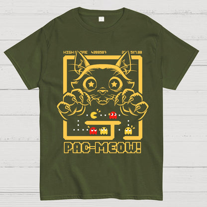 Vintage Game Cat Attack Pac Meow Geek T-Shirt