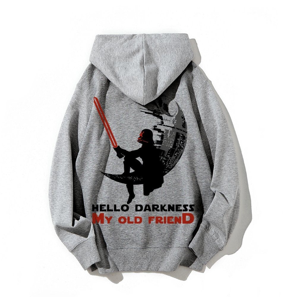 Hello Darkness My Old Friend Printed Back Unisex Cotton Hoodie
