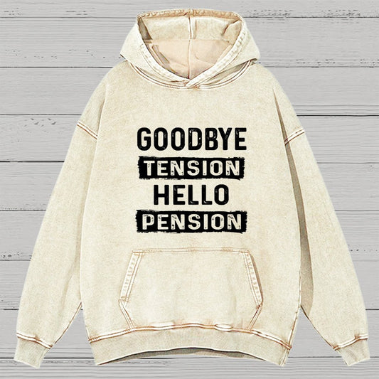 Funny Retirement Goodbye Tension Hello Pension Vintage Distressed Hoodie