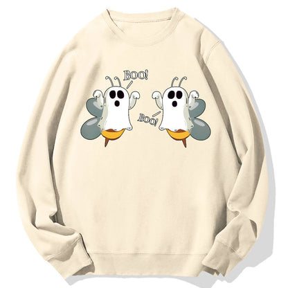 Ghost Bees Saying Boo Funny Halloween Geek Cotton Sweatshirt