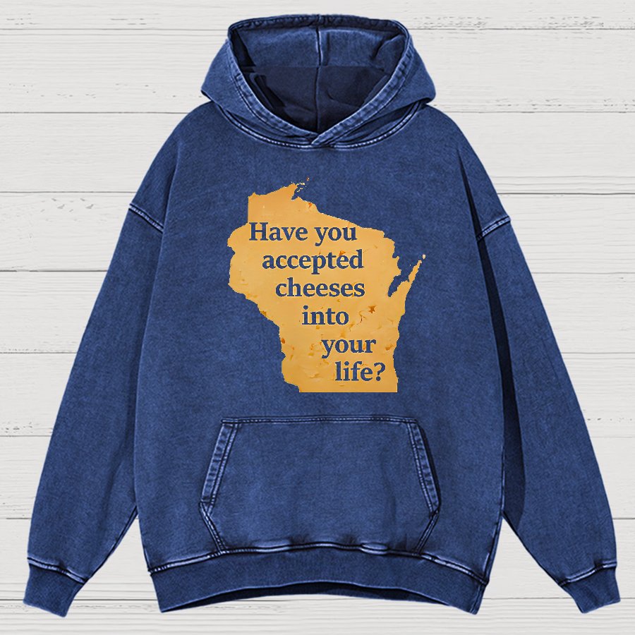 Wisconsin Cheese Pun Vintage Distressed Hoodie