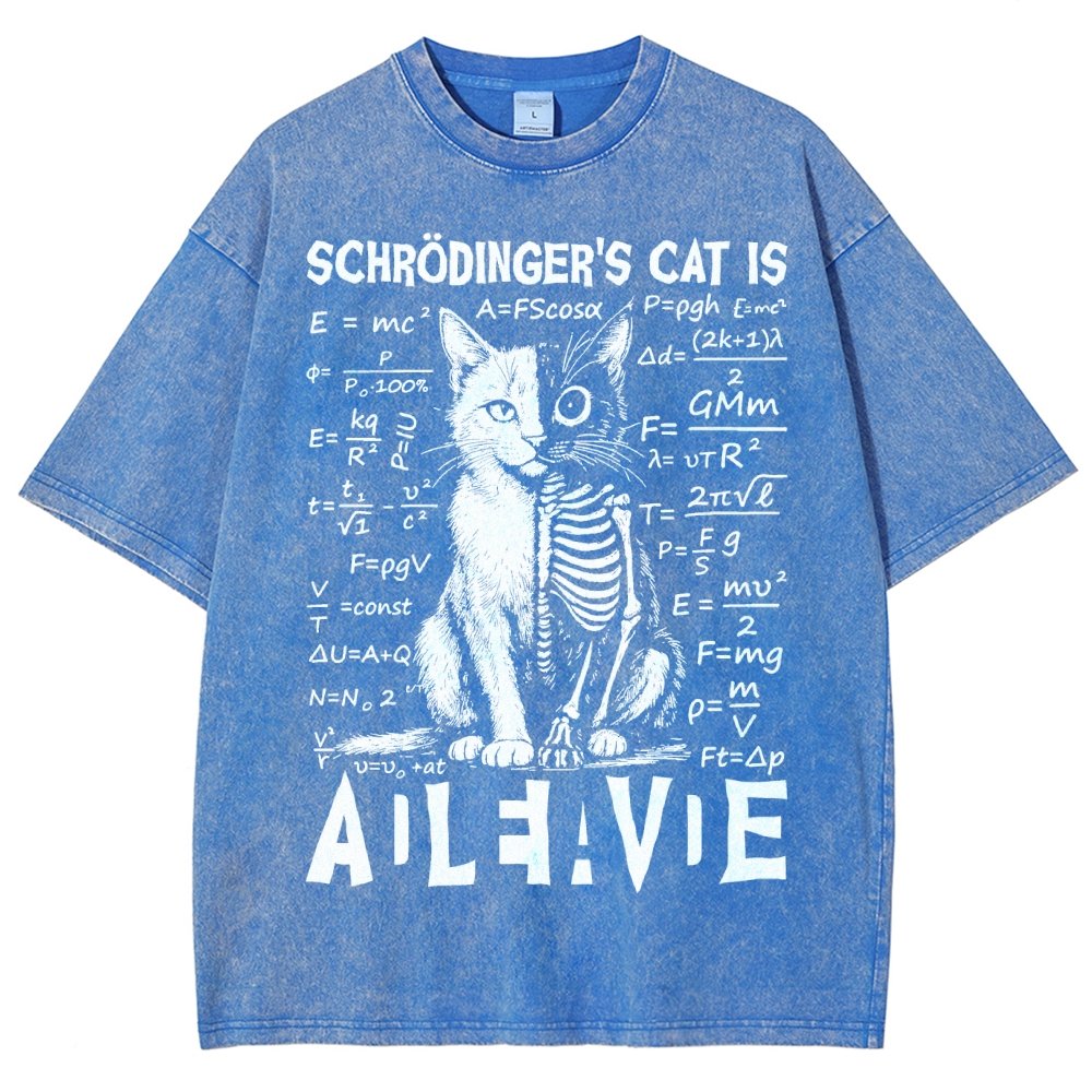 Schrödinger's Cat Dead And Alive Vintage Distressed T-shirt