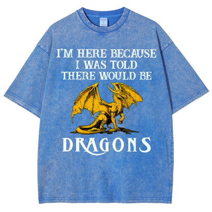I'm Here Because I Was Told There Would Be Dragons Vintage Distressed T-shirt