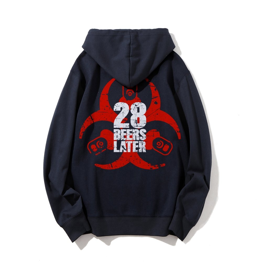 28 beers later Printed Back Unisex Cotton Hoodie