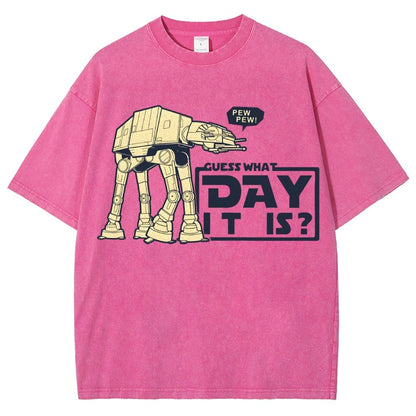 Pew Pew！Guess What Day It Is？ Vintage Distressed T-shirt