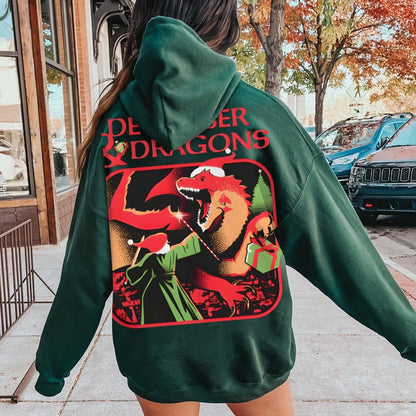December & Dragons Printed Back Cotton Hoodie