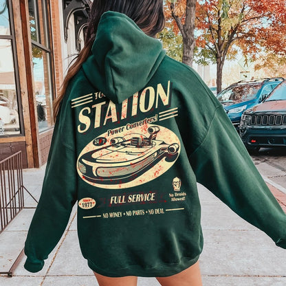 Classic Printed Back Cotton Hoodie with a Fictitious Location Design