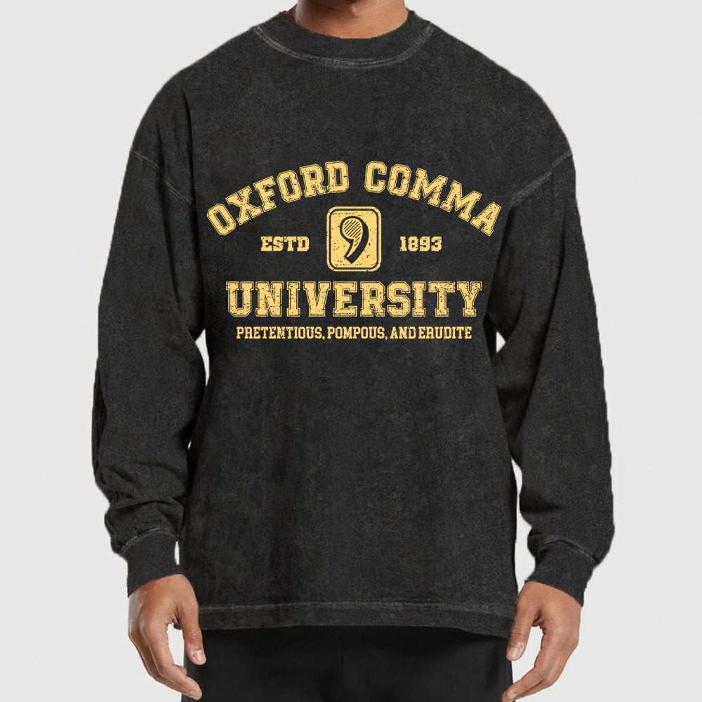 Oxford Comma University Washed Long Sleeve Tee