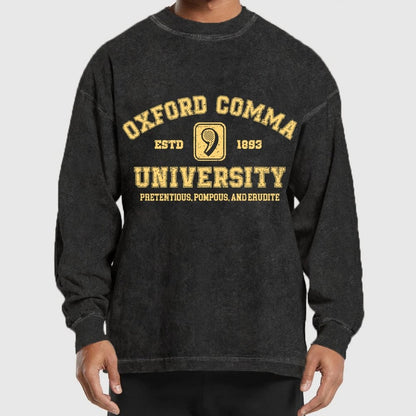 Oxford Comma University Washed Long Sleeve Tee
