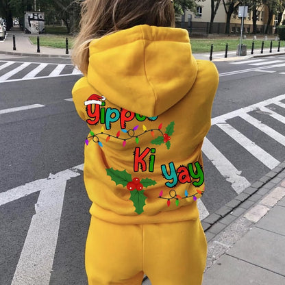 Yippee Ki Yay Christmas Printed Back Cotton Hoodie