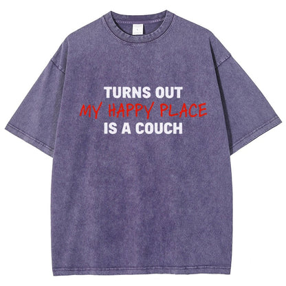 My Happy Place Is A Couch Vintage Distressed T-shirt