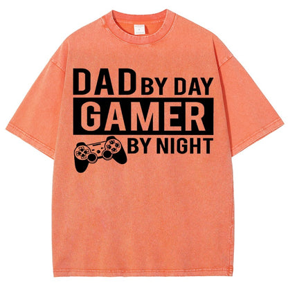 Dad By Day Gamer By Night Vintage Distressed T-shirt