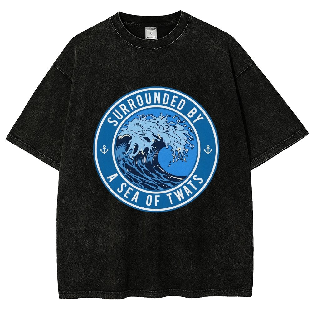 Surrounded By A Sea Of Twats Vintage Distressed T-shirt