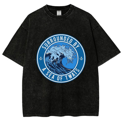 Surrounded By A Sea Of Twats Vintage Distressed T-shirt