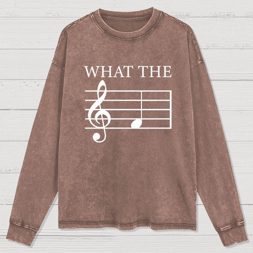 What The F Musical Note Washed Long Sleeve Tee