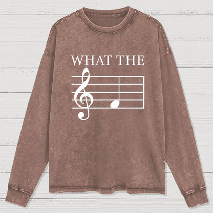 What The F Musical Note Washed Long Sleeve Tee