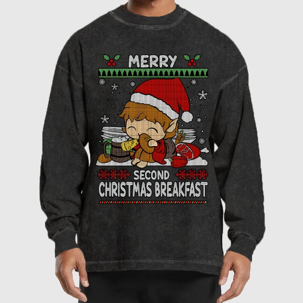 Extra breakfast Christmas Washed Long Sleeve Tee