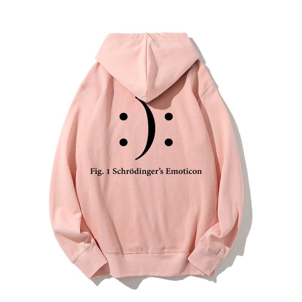 Schrodinger's Emoticon Printed Back Unisex Cotton Hoodie