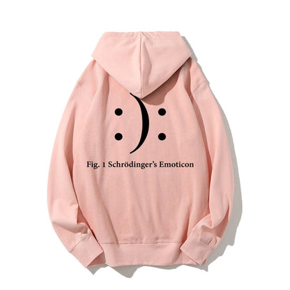 Schrodinger's Emoticon Printed Back Unisex Cotton Hoodie