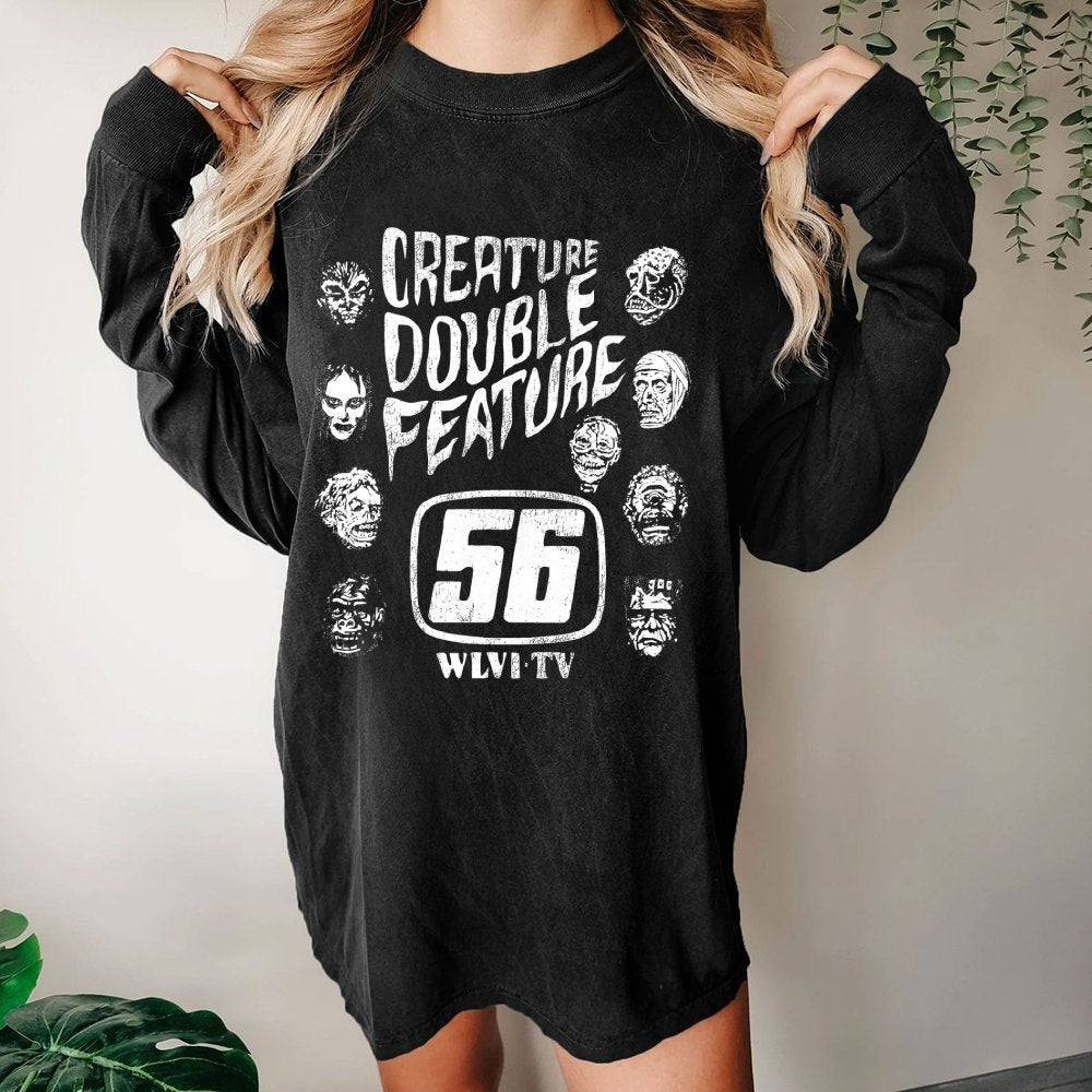 Creature Double Feature Classic Monsters Washed Long Sleeve Tee