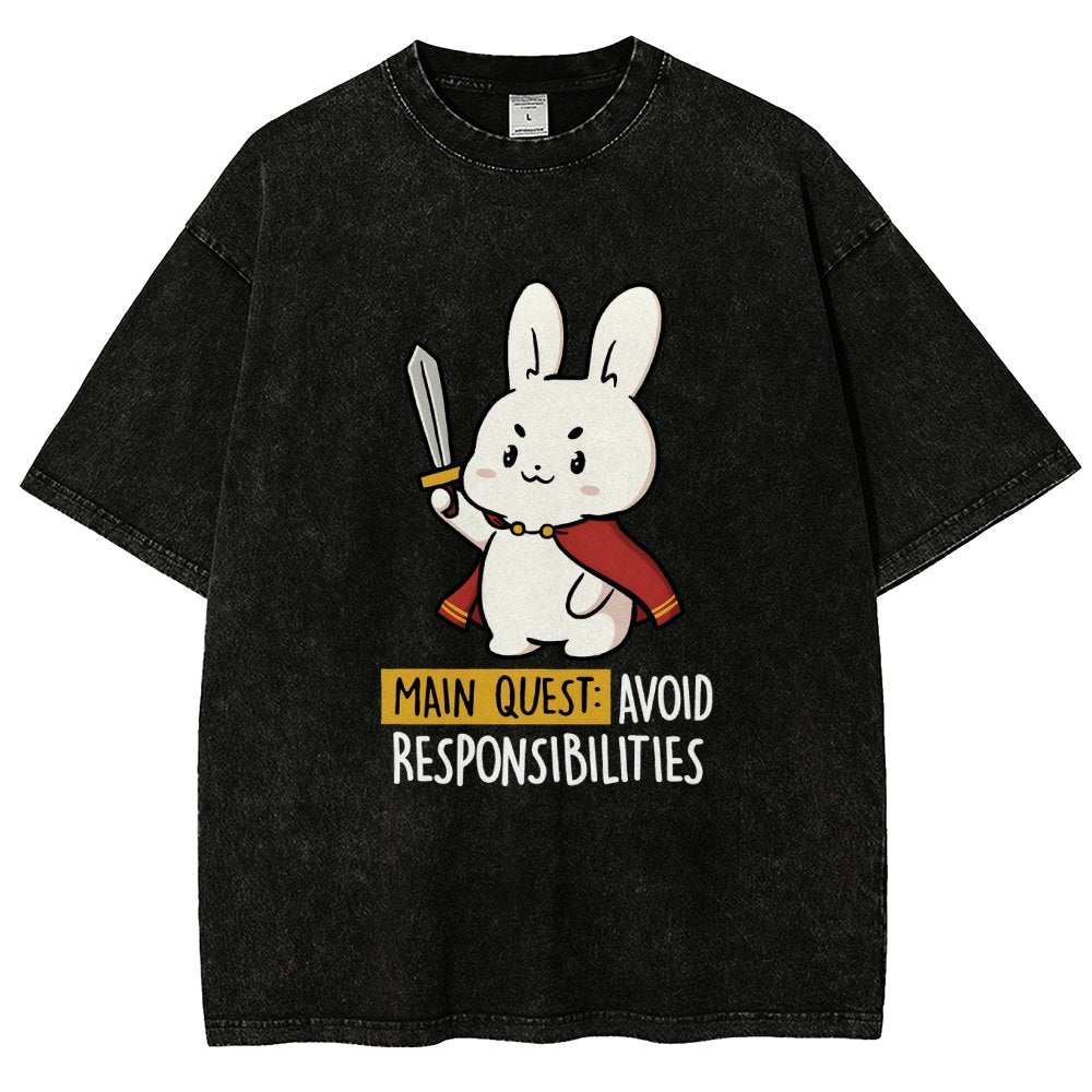 Main Quest Avoid Responsibilities Vintage Distressed T-shirt