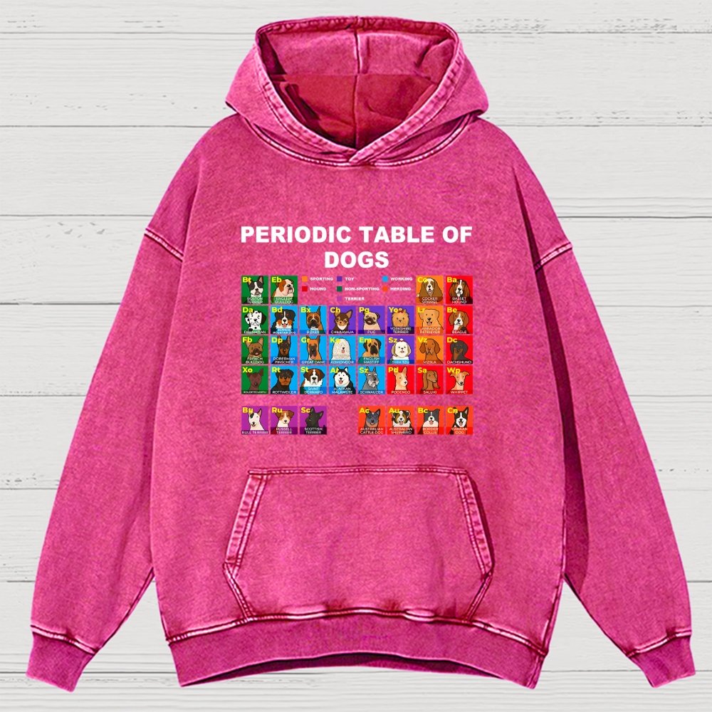 Periodic Table of Dogs  Dog Lover  Funny Science Vintage Distressed Hoodie