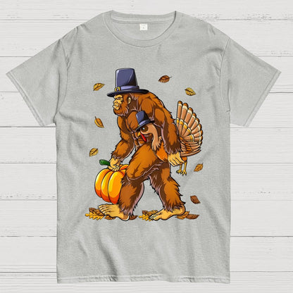 Bigfoot Turkey Pumpkin Thanksgiving Sasquatch Geek T-Shirt