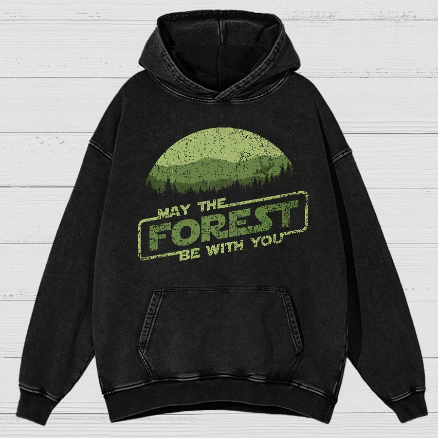Retro Forest Moon Vintage Distressed Hoodie