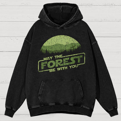 Retro Forest Moon Vintage Distressed Hoodie