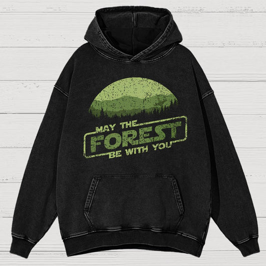 Retro Forest Moon Vintage Distressed Hoodie