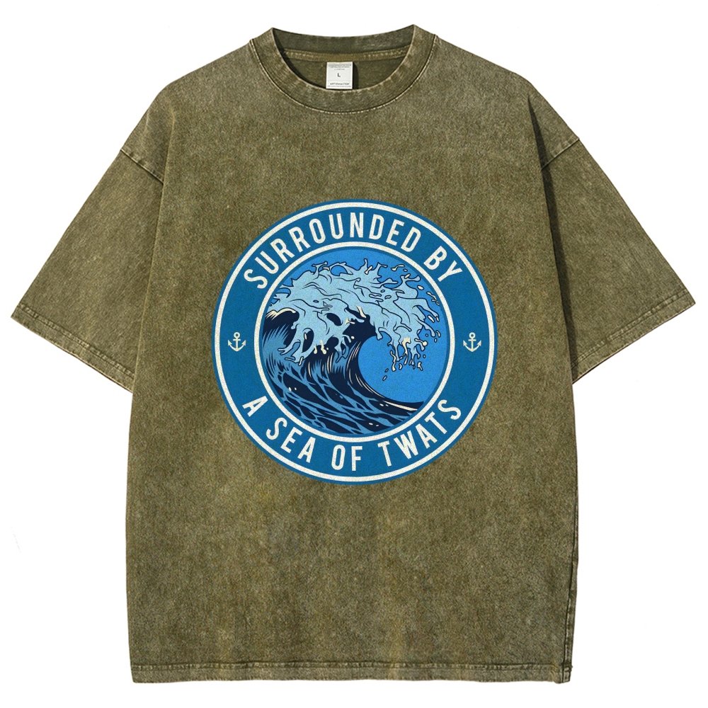 Surrounded By A Sea Of Twats Vintage Distressed T-shirt