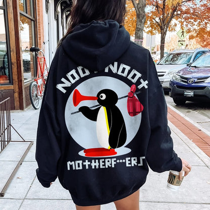 NOOT NOOT MOTHERF***ERS Printed Back Unisex Cotton Hoodie