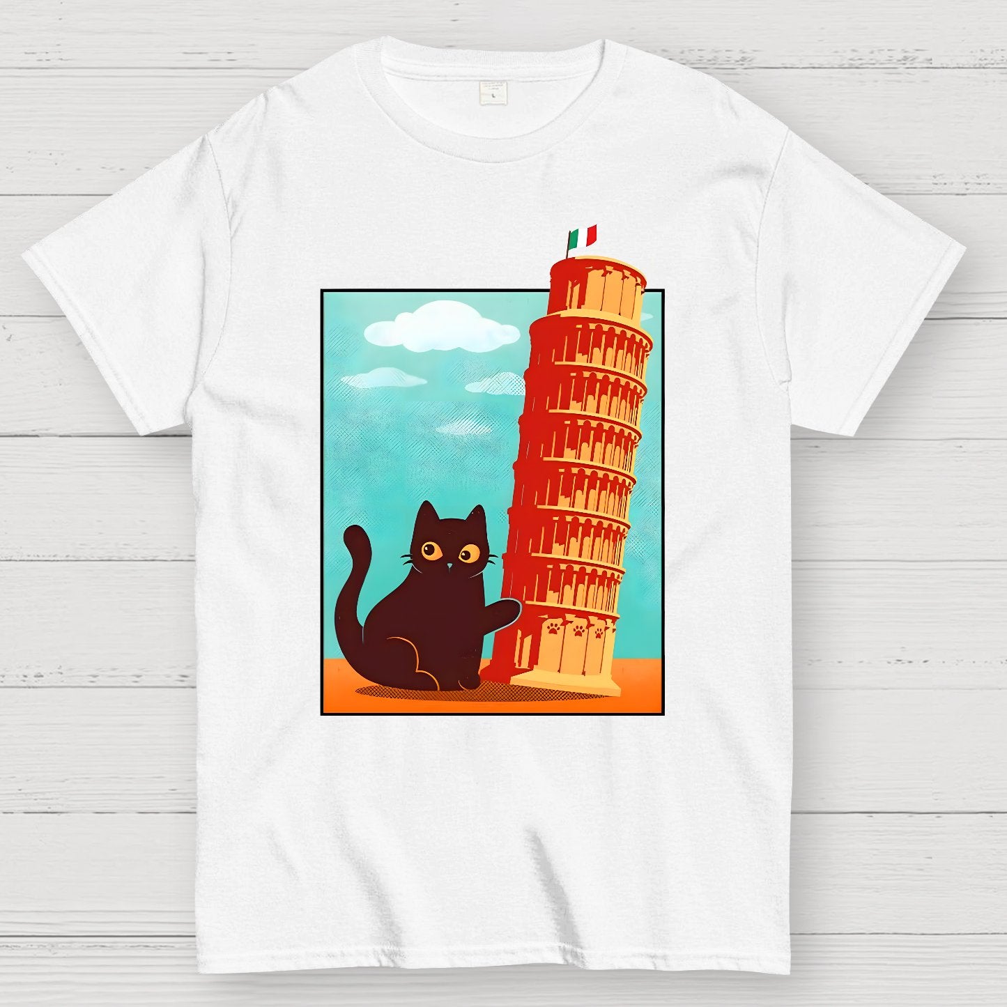 Purrfectly Tilted Funny Cat Geek T-Shirt