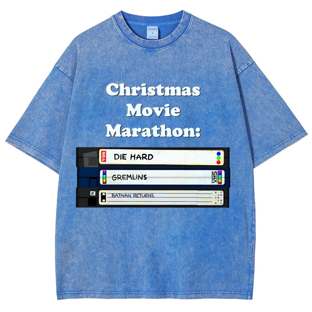Christmas Movie Marathon Vintage Distressed T-shirt