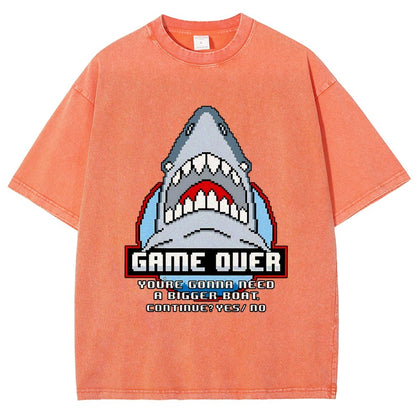 Game Over Shark Vintage Distressed T-shirt