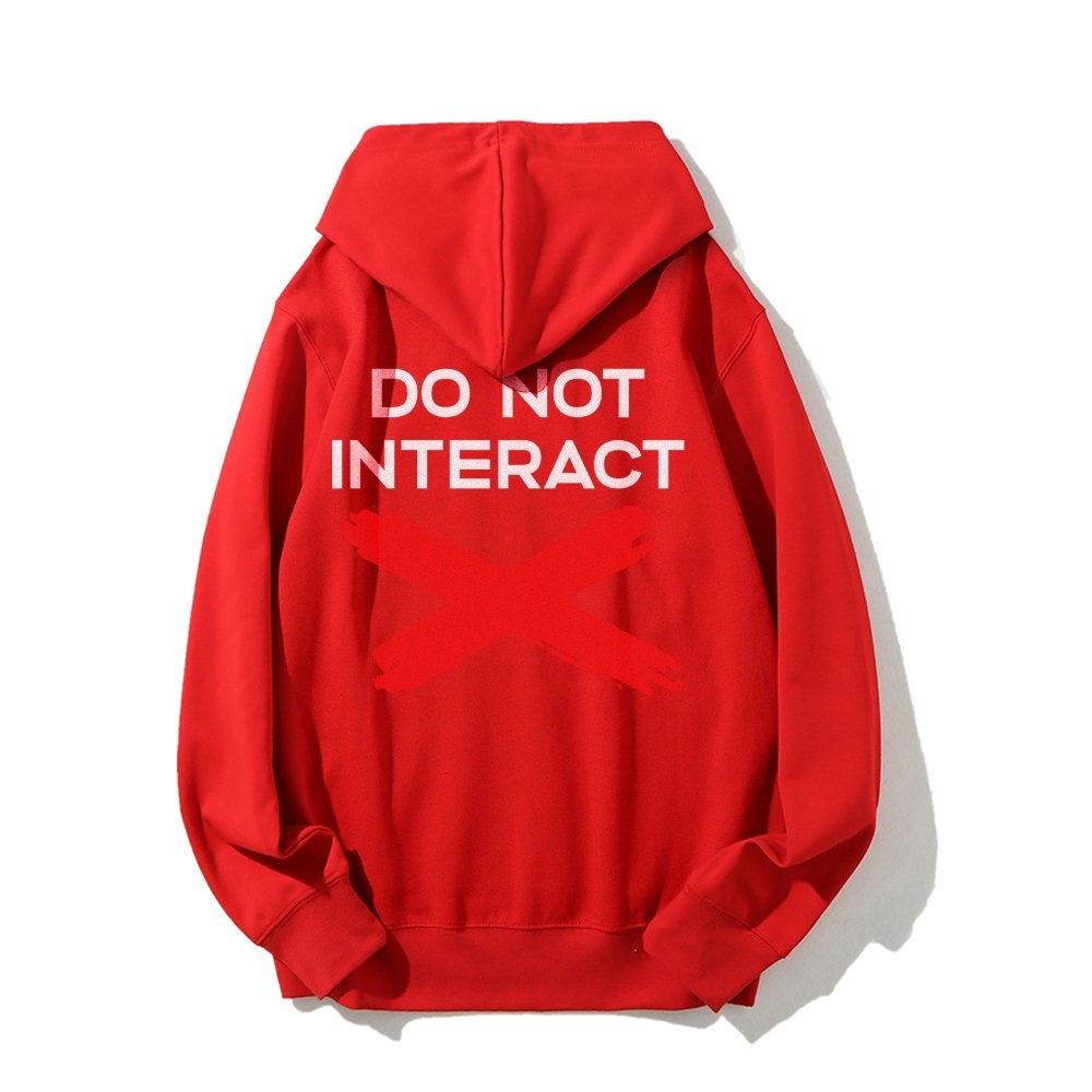 Do Not Interact Printed Back Unisex Cotton Hoodie