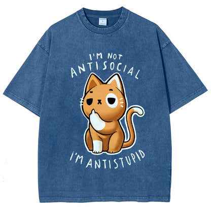 I'm not Antisocial I'm Antistupid Vintage Distressed T-shirt