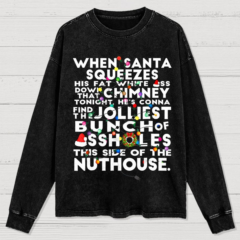 Christmas Vacation Jolliest Bunch Washed Long Sleeve Tee
