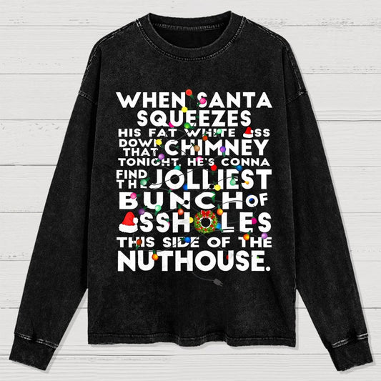 Christmas Vacation Jolliest Bunch Washed Long Sleeve Tee