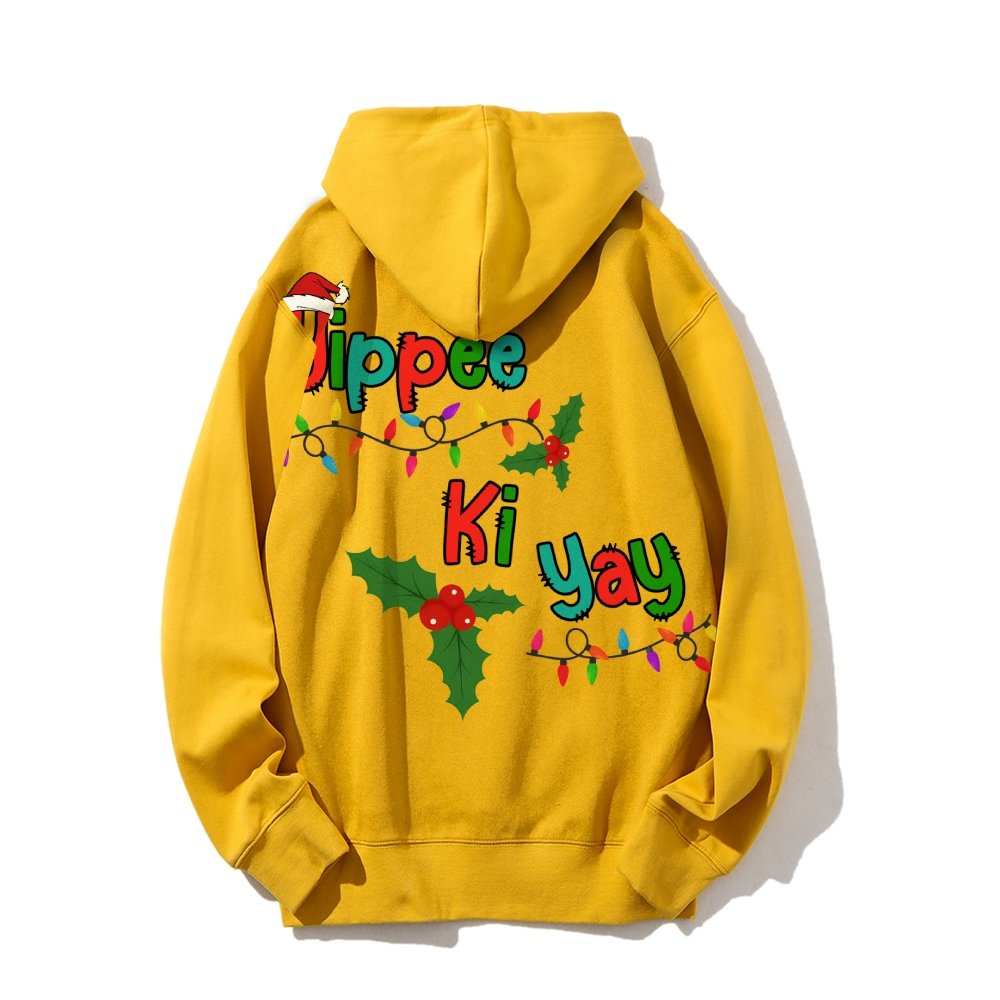 Yippee Ki Yay Christmas Printed Back Cotton Hoodie