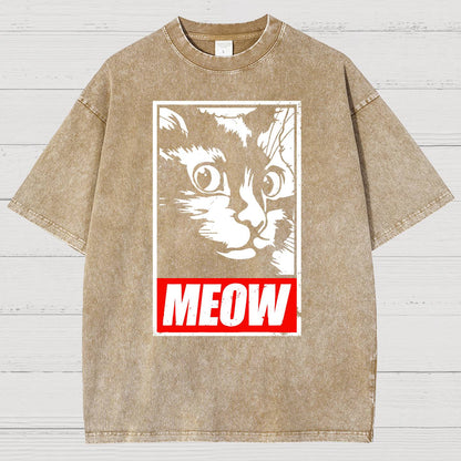 Meow！！Vintage Distressed T-shirt